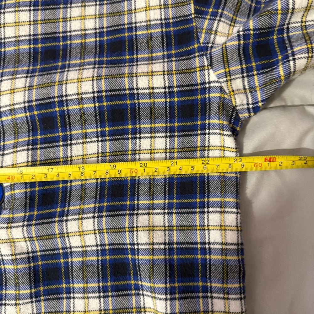 Vintage Warner Bros Tazmanian Devil Taz Flannel‎ Nightgown Blue Plaid Size S/M - Picture 6 of 7